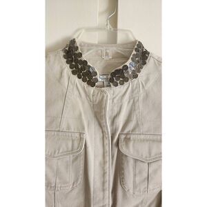 Petite Studio JPR Lt. Khaki Btn Down Military Jkt. Frt. Pkts. PXS, EUC